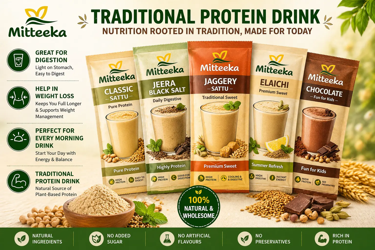 mitteeka pure sattu – 5 flavours taste kit | traditional protein drink mitteeka pure sattu – 5 flavours taste kit | traditional protein drink